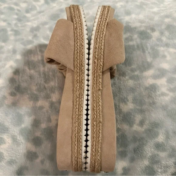 KATE SPADE Zira Slide Sandals Women’s 6 Suede Espadrille Platform Nude Blush NEW